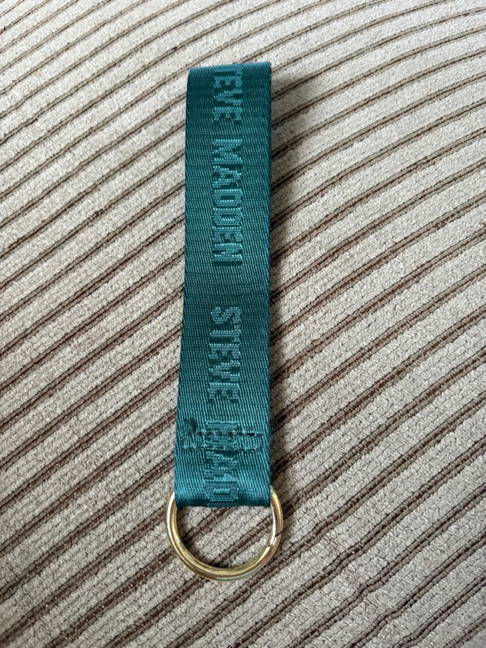 Steve Madden Teal Ribbon Keyring with Gold Ring